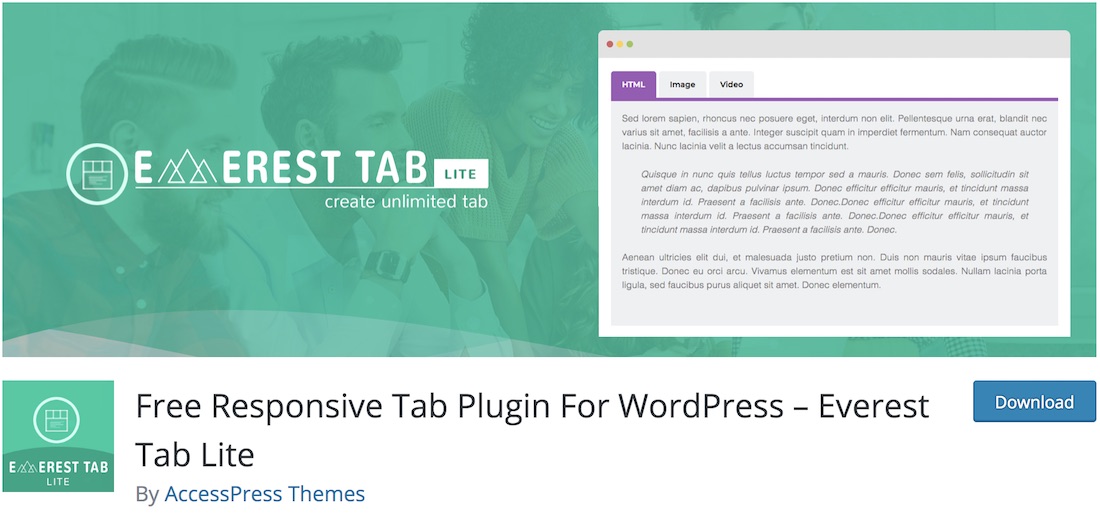 plugin de wordpress everest tab lite