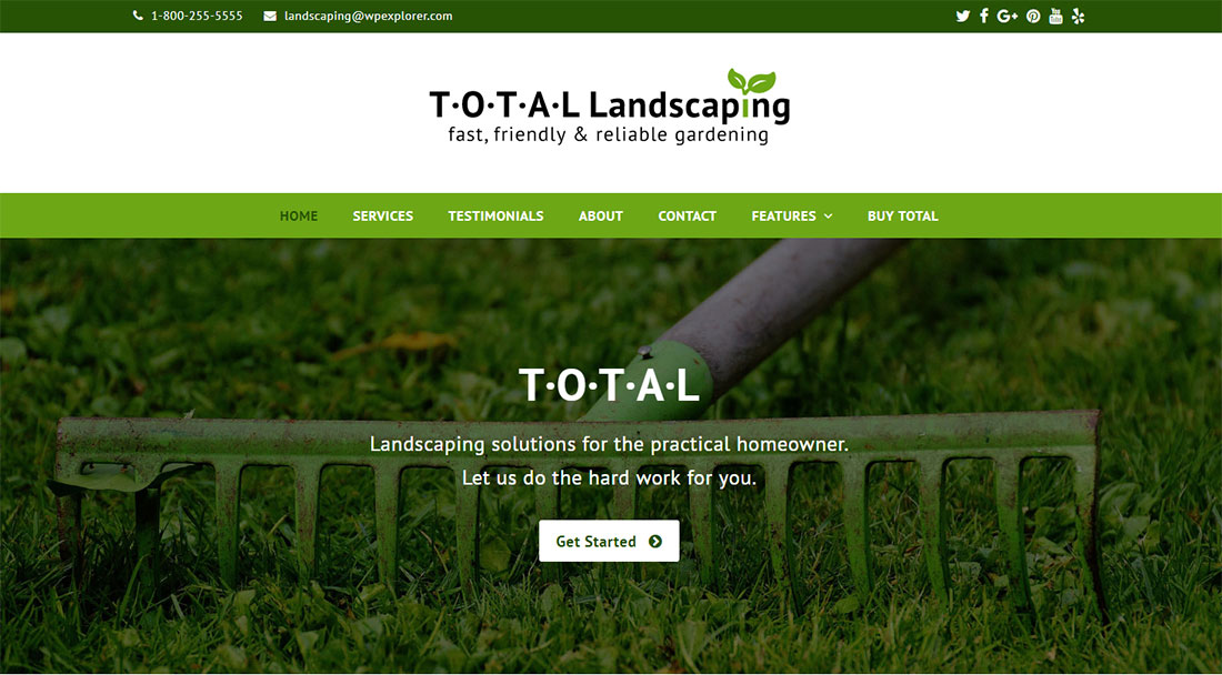 Plantilla de sitio web de paisajismo total