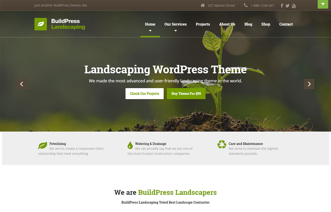 Plantilla de sitio web de paisajismo BuildPress