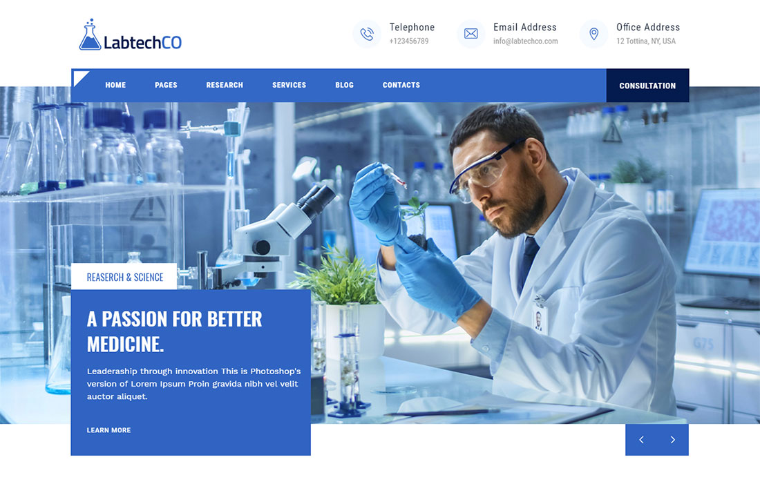 tema de wordpress de ciencia labtechco