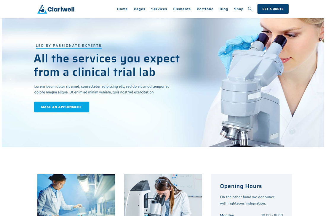 tema de wordpress ciencia clariwell