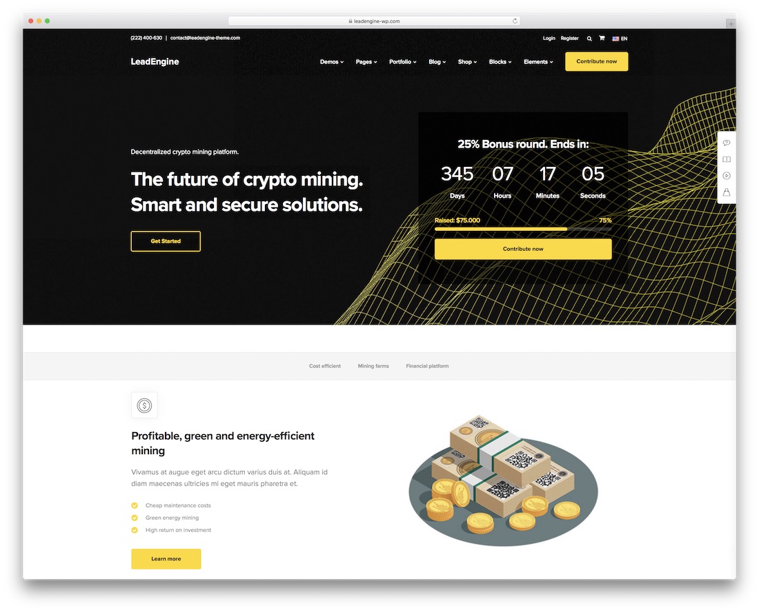thème wordpress de crypto-monnaie leadengine
