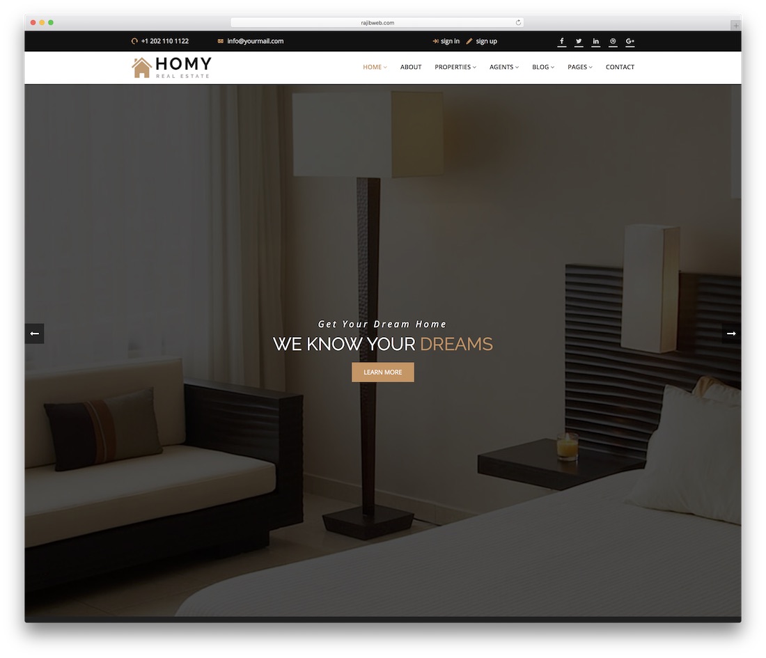 modèle de site Web homy