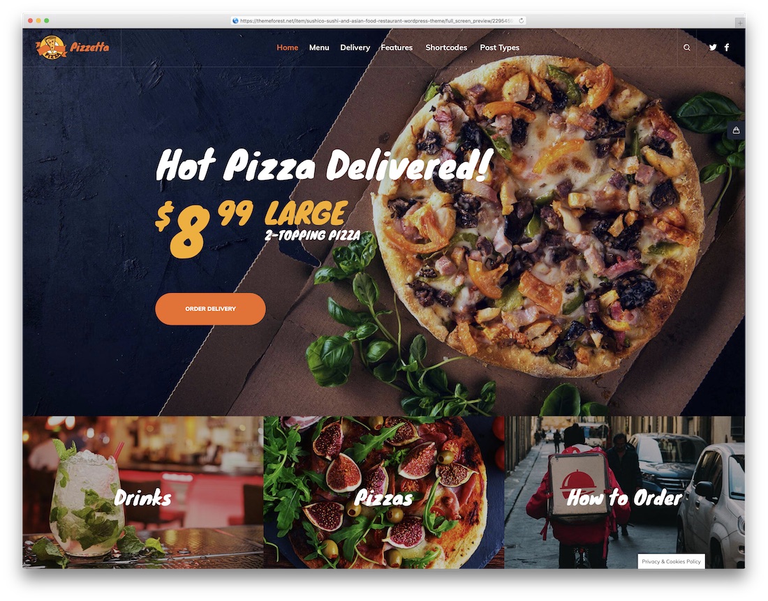 pizzeta pizza house tema wordpress