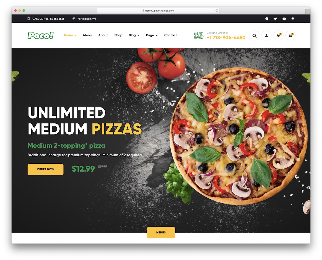 tema wordpress rumah pizza poco