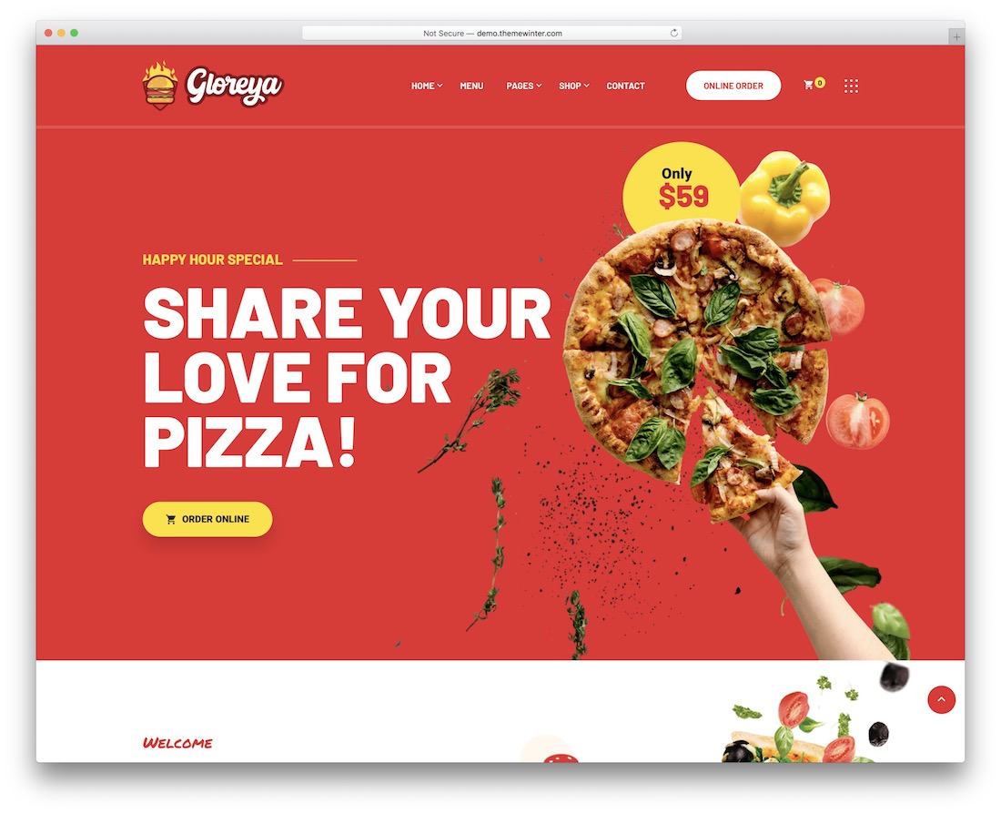 tema wordpress rumah pizza gloreya