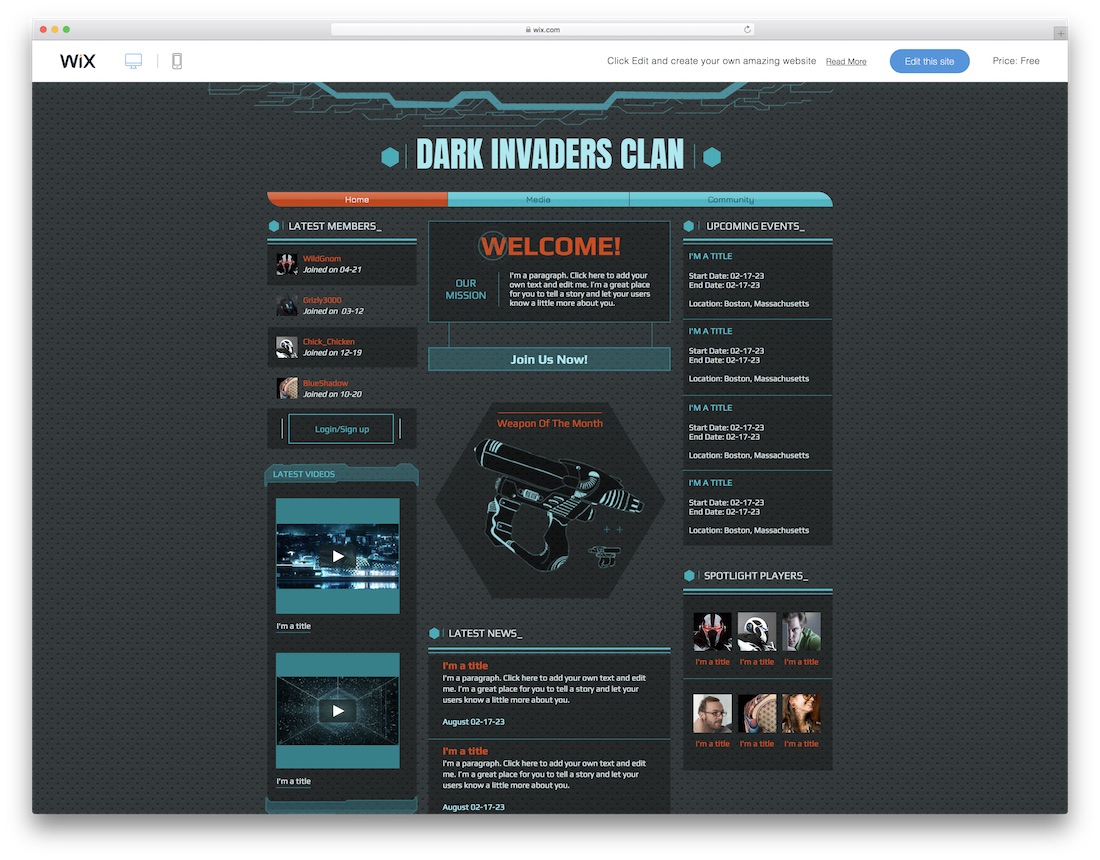 wix clan website template