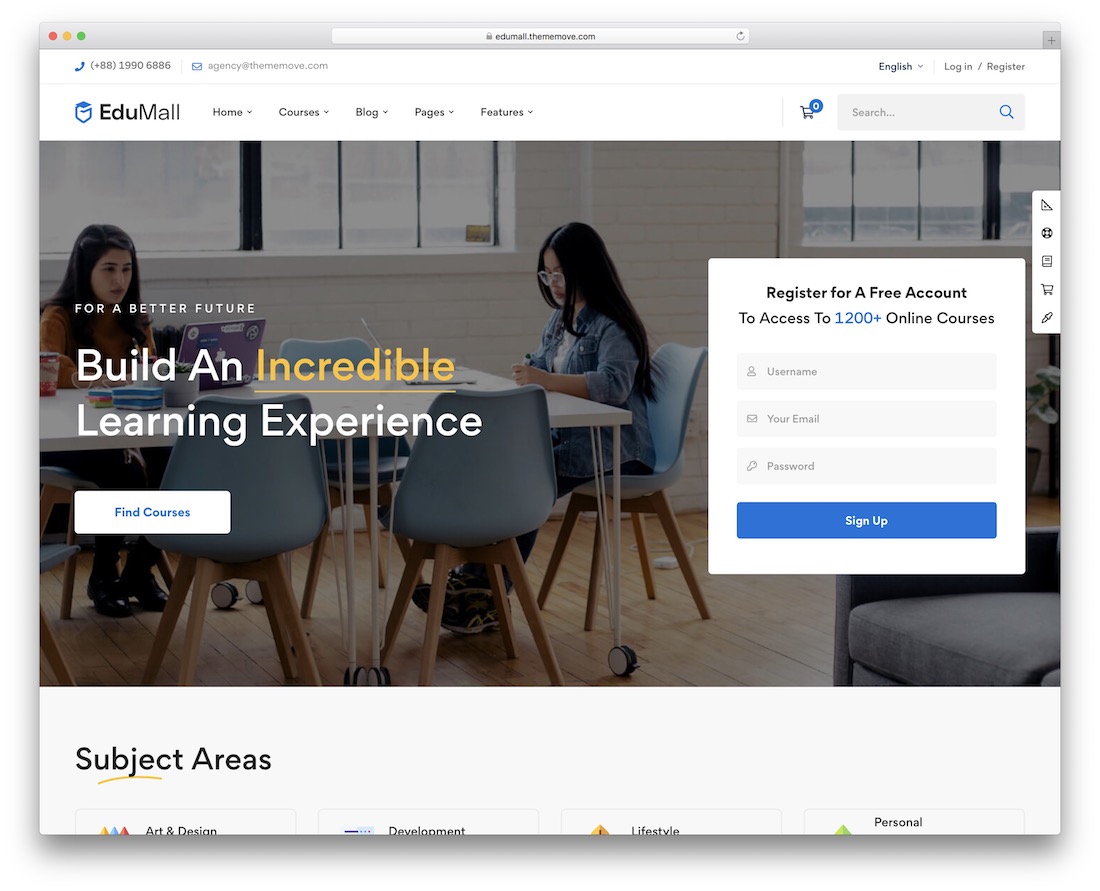 edumall eğitim wordpress teması.
