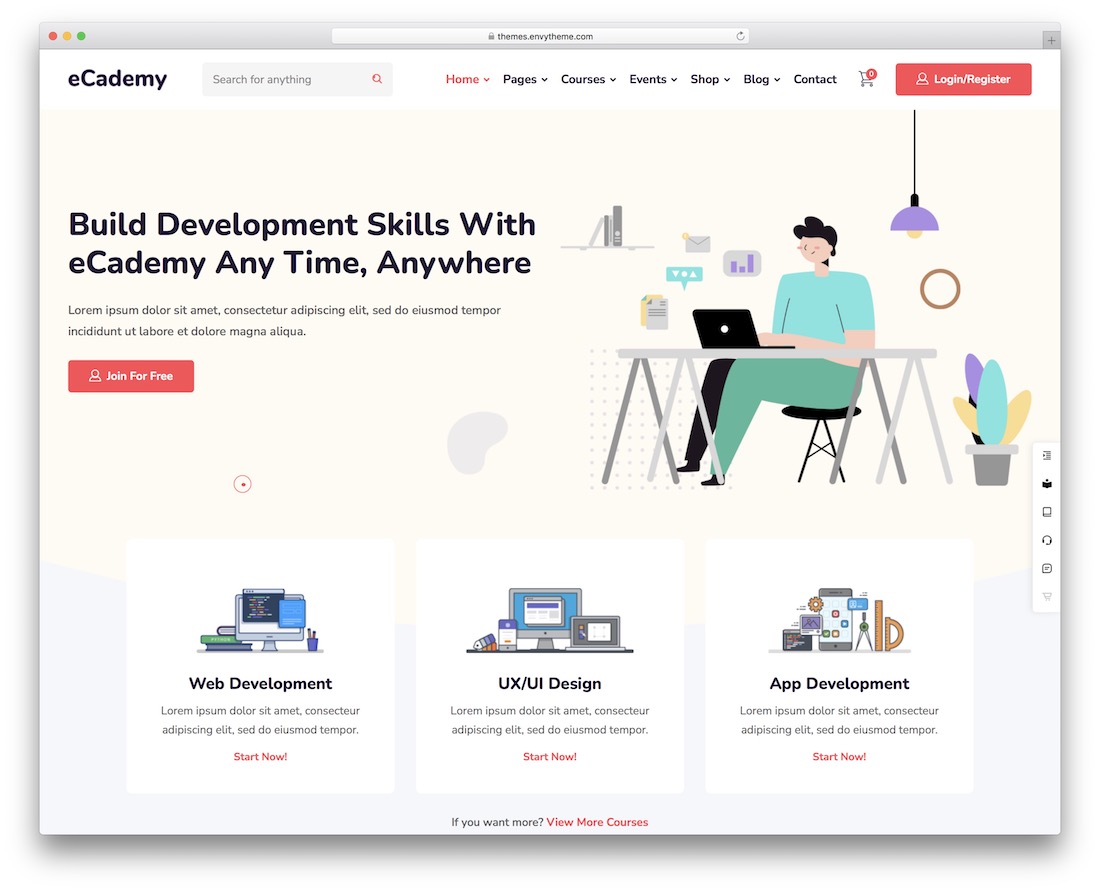 ecademy eğitim wordpress teması.