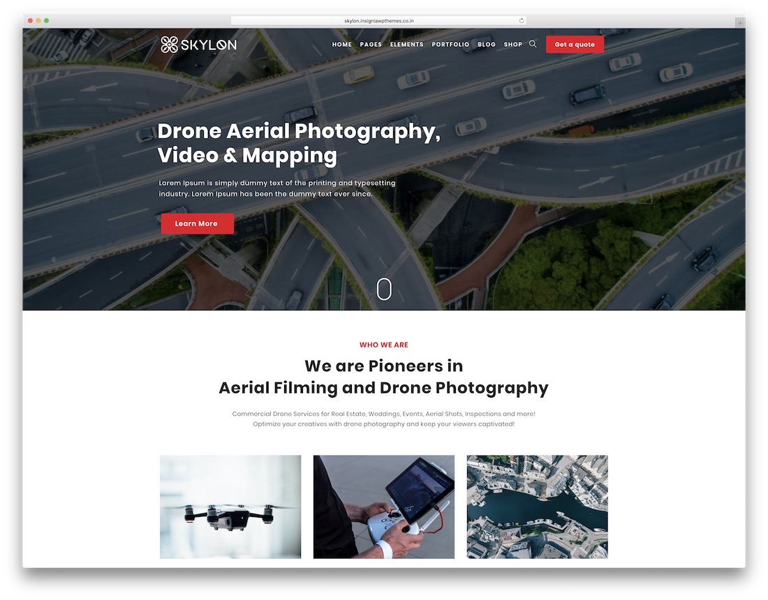 tema de blog de fotografía de wordpress de skylon