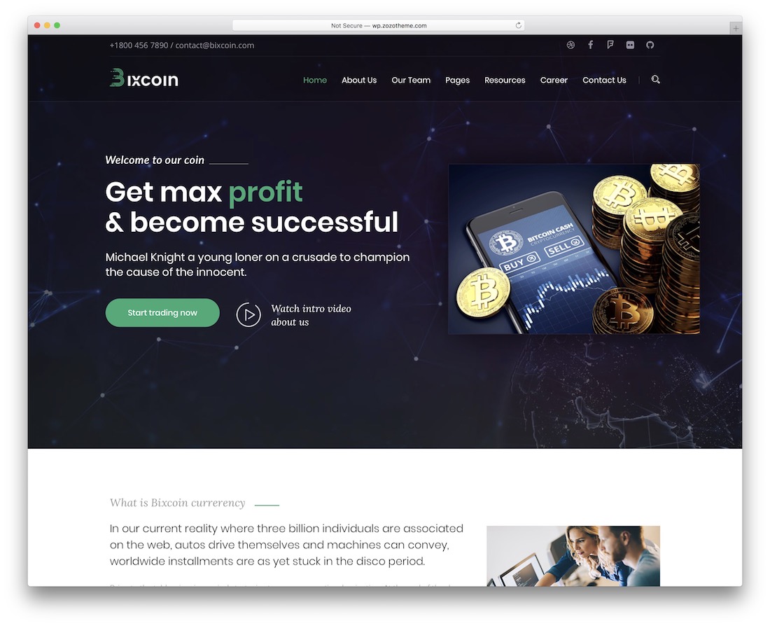 قالب موقع عملة معماة bixcoin