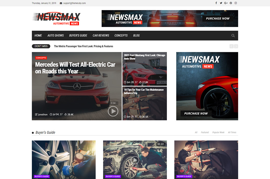 newsmax 자동차 잡지 워드 프레스 테마