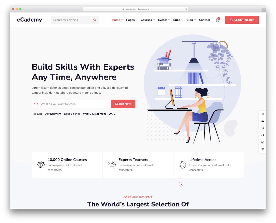 موضوع ووردبريس على الإنترنت من ecademy
