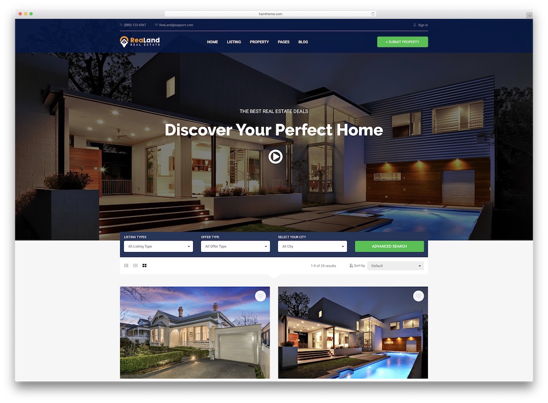 templat situs web real dan real estat