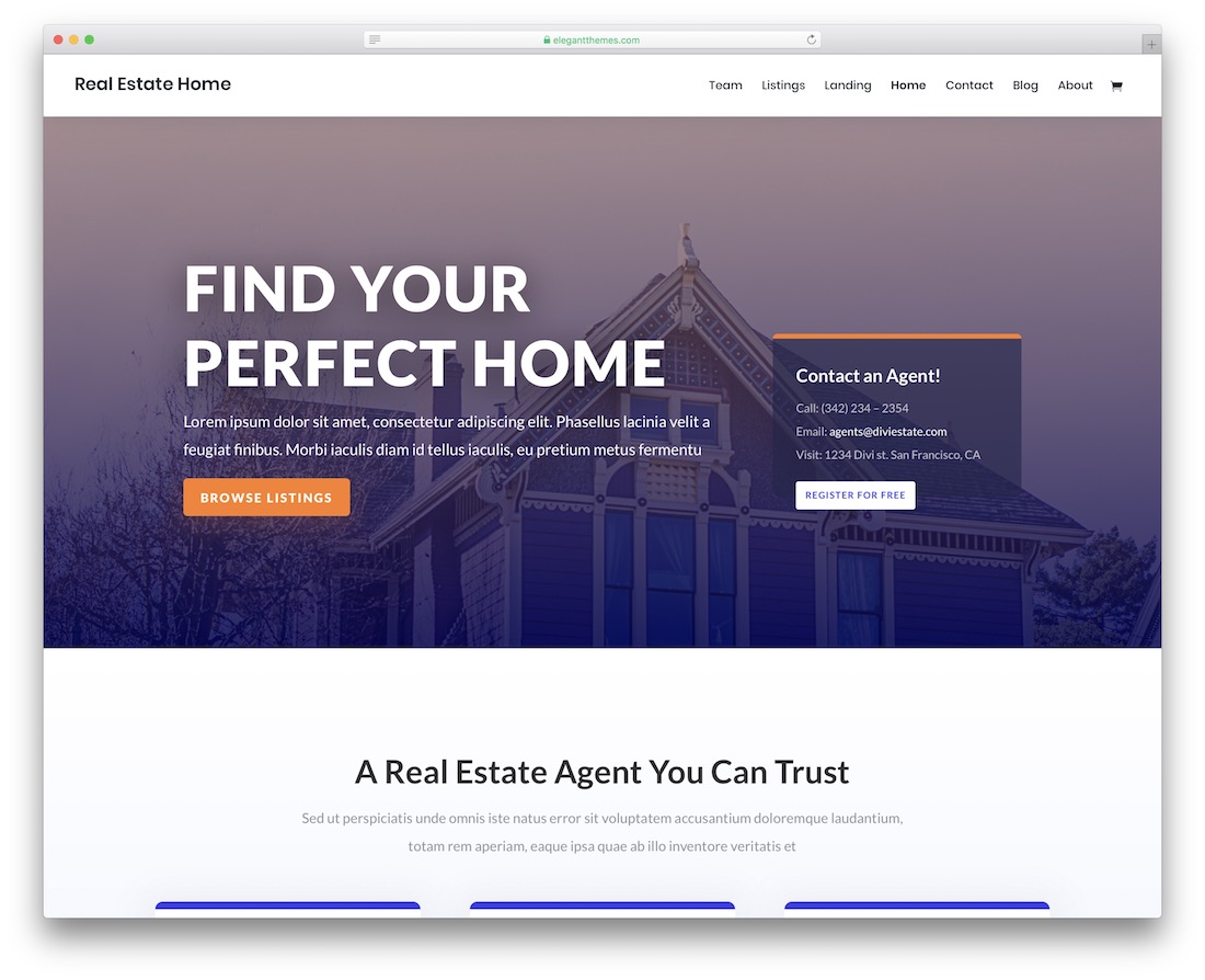 templat situs web real estat divi