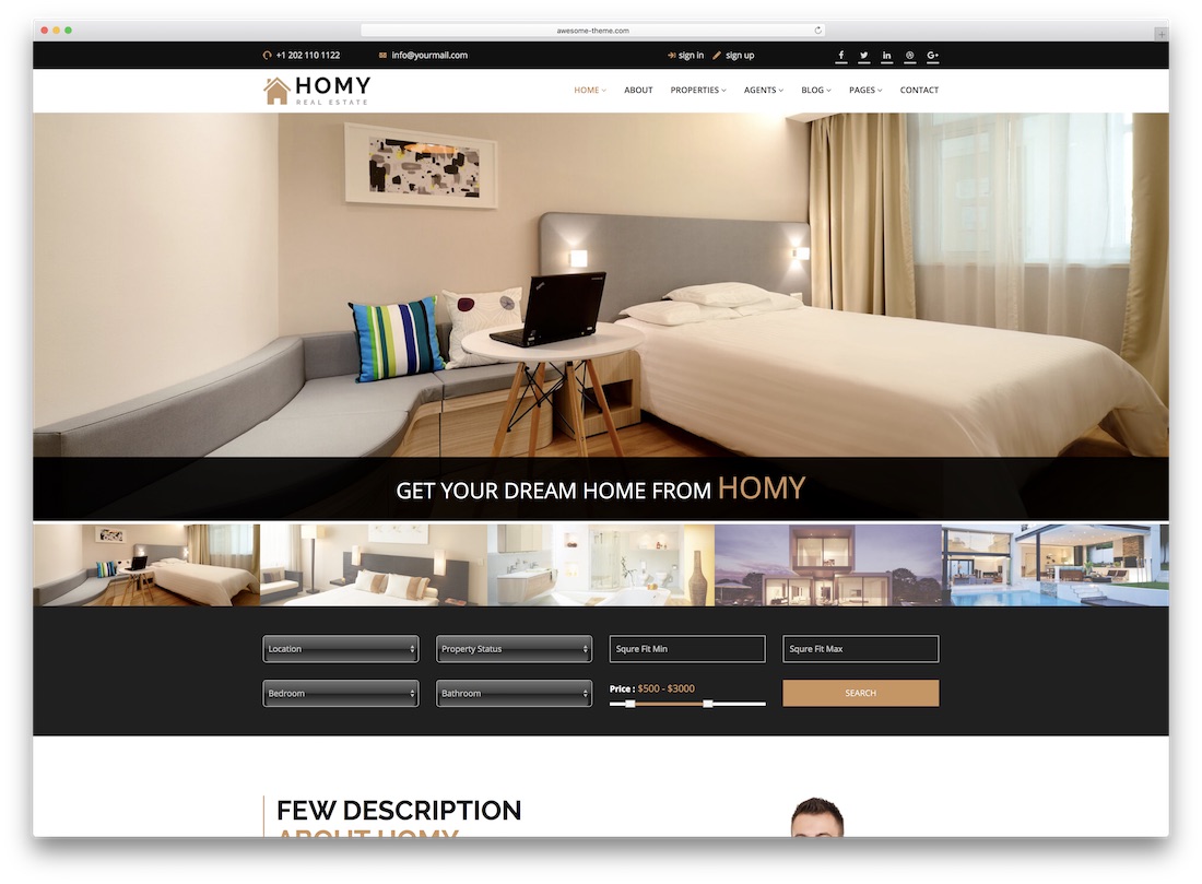 templat situs web real estat homy