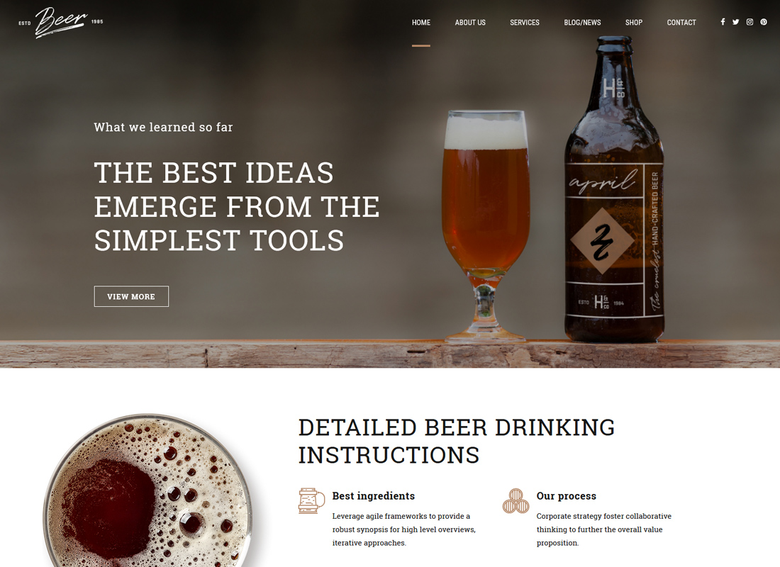 Craft Beer - Brewery atau Pub WordPress Theme