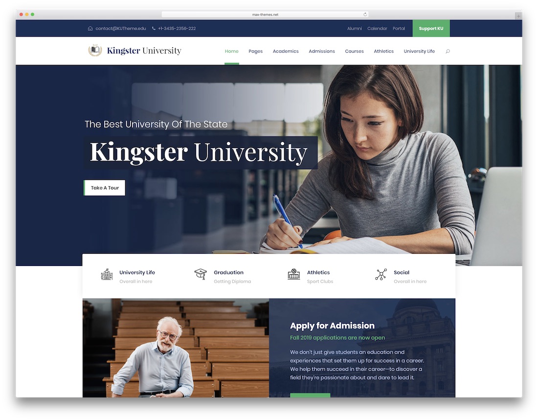 เทมเพลตเว็บไซต์โรงเรียน kingster