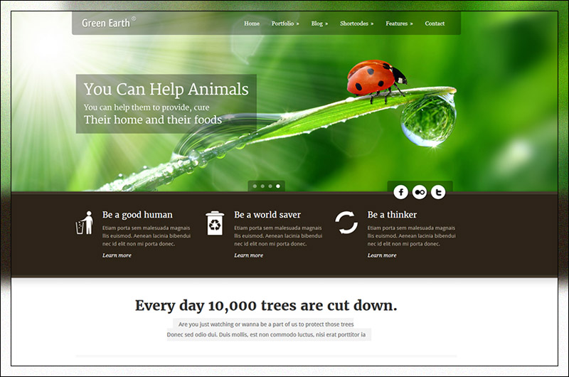 Green Earth - ธีม WordPress ด้านสิ่งแวดล้อม