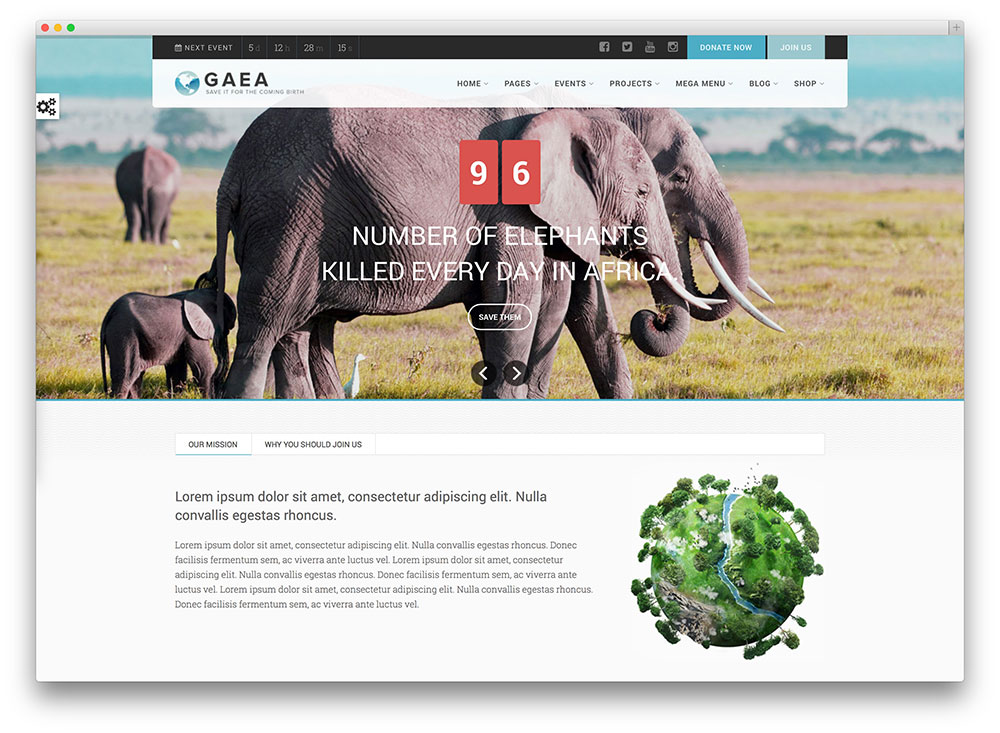 Gaea - ธีม WordPress ด้านสิ่งแวดล้อม