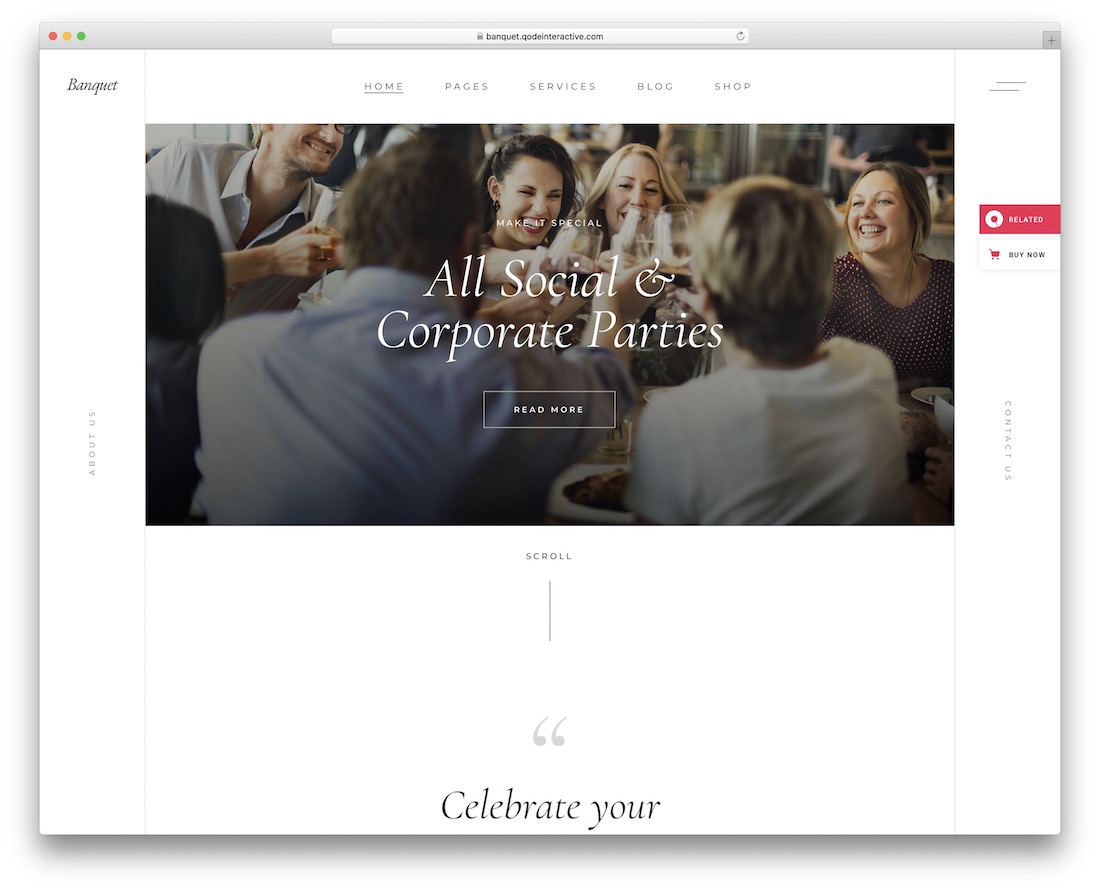 tema wordpress dell'organizzatore di eventi per banchetti