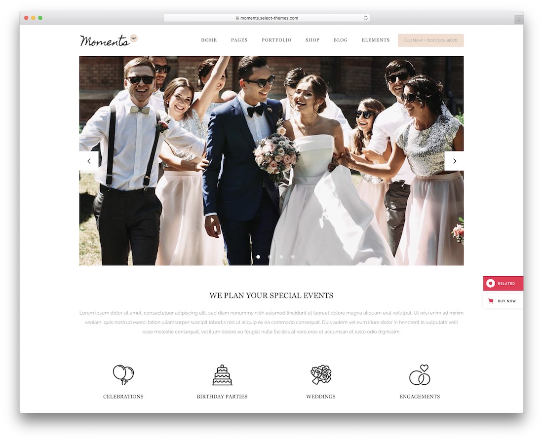 Momenti evento pianificatore tema wordpress