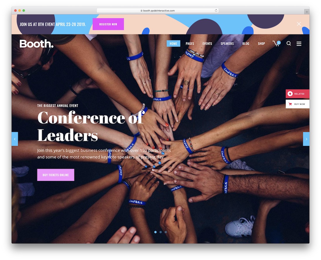 tema wordpress dell'organizzatore di eventi dello stand