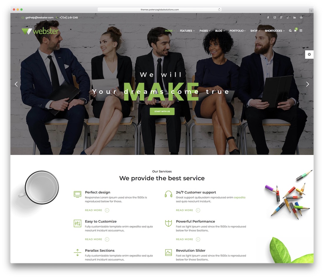 modèle de site Web d'entreprise webster