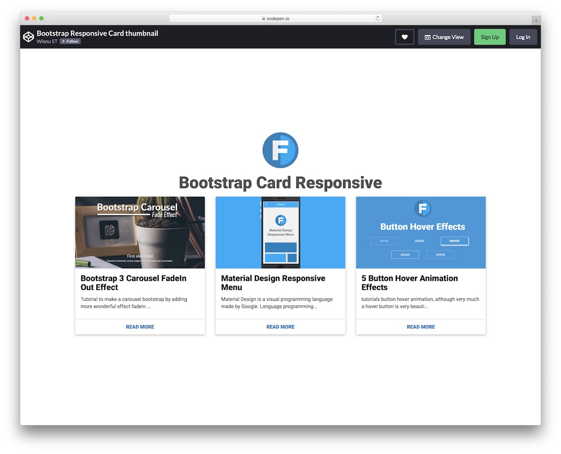 carte bootstrap avec vignette