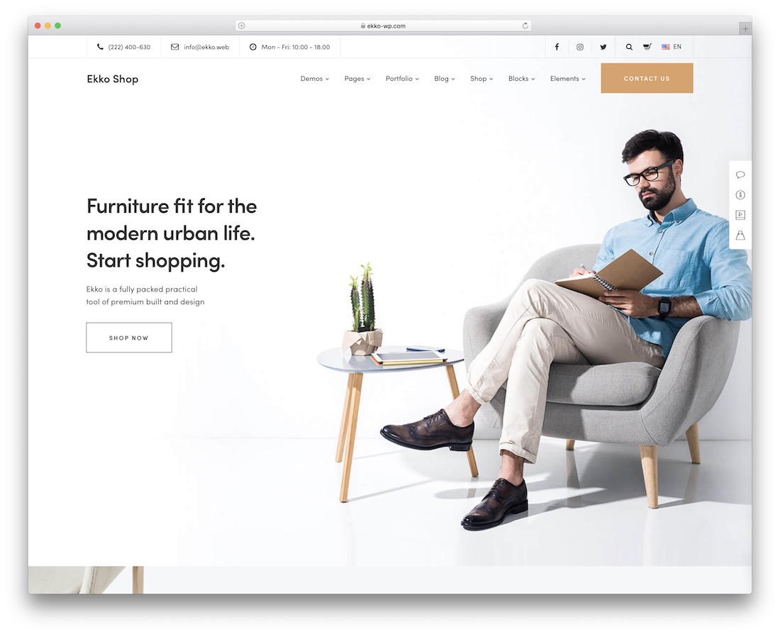 thème wordpress de meubles ekko