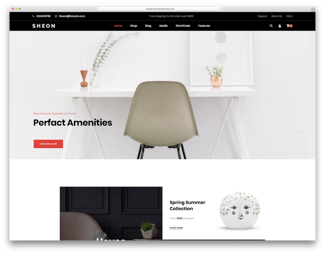 thème wordpress de meubles sheon