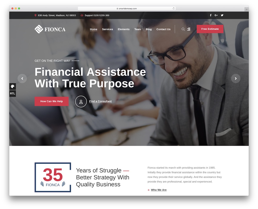 tema wordpress perusahaan keuangan fionca