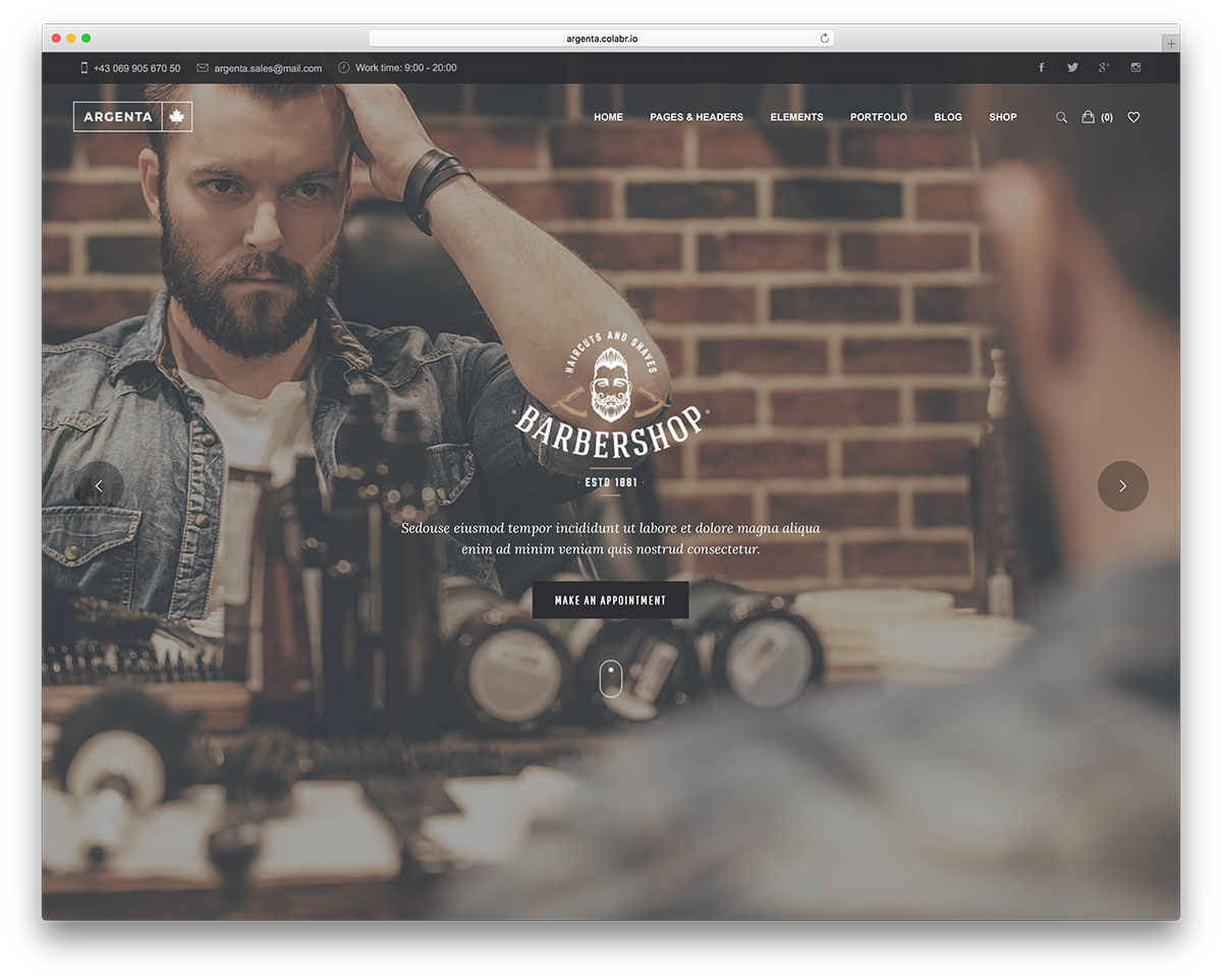 Argenta - Thème WordPress pour salon de coiffure