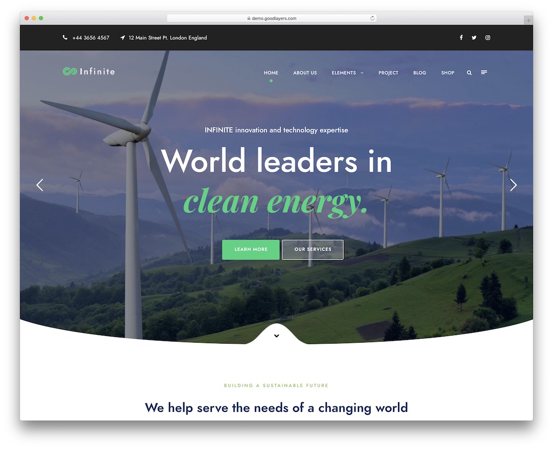 nieskończony zielony, przyjazny dla środowiska motyw wordpress