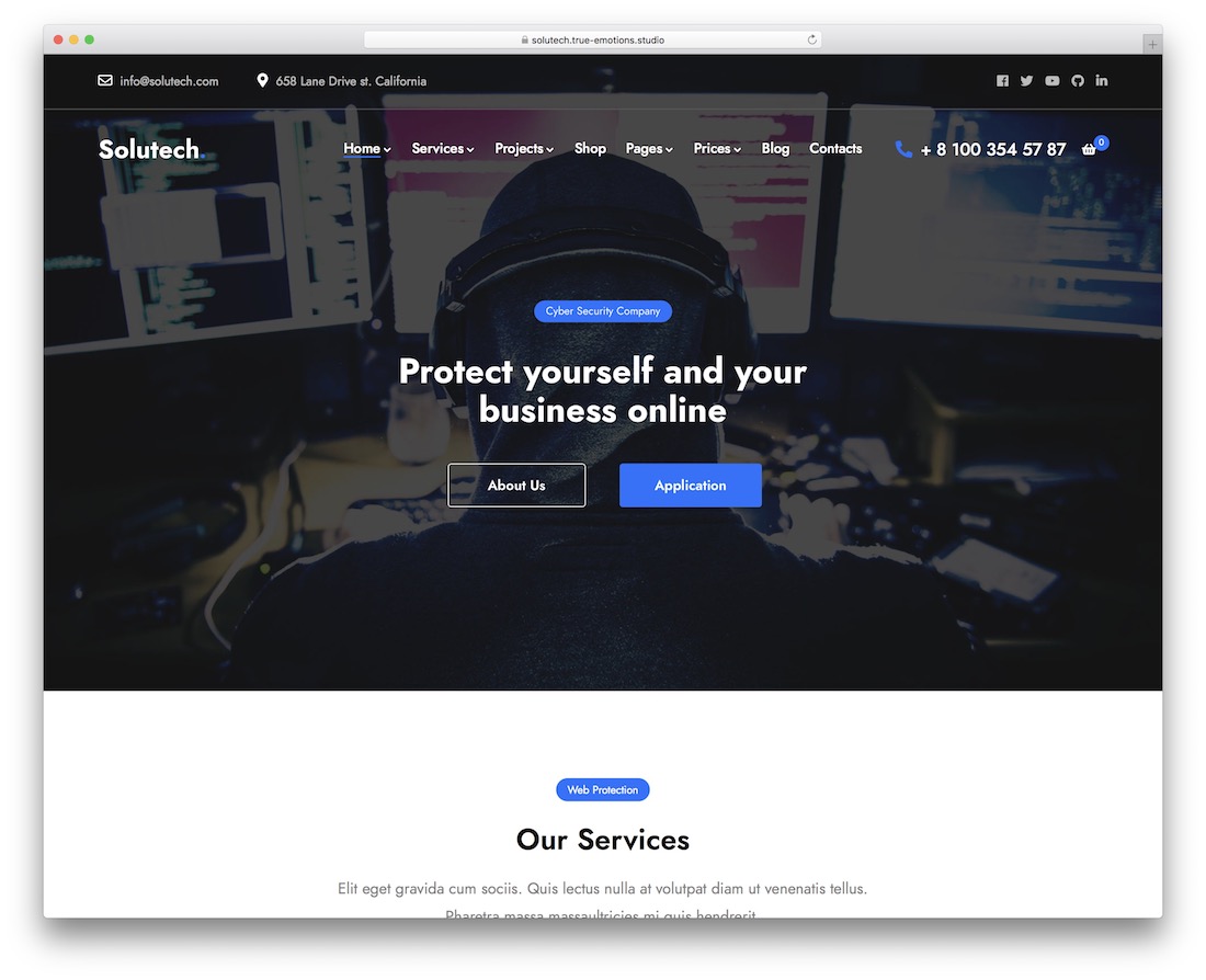 thème wordpress du service de sécurité solutech