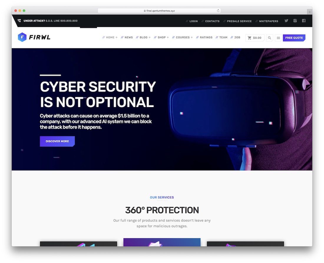 thème wordpress du service de sécurité firwl