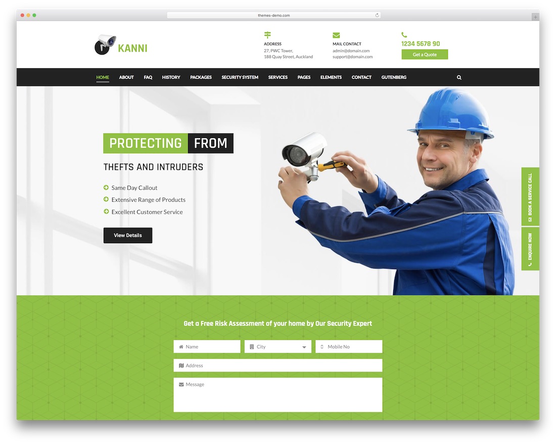thème wordpress du service de sécurité kanni