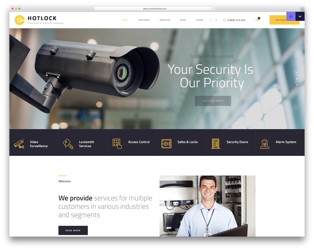 thème wordpress du service de sécurité hotlock