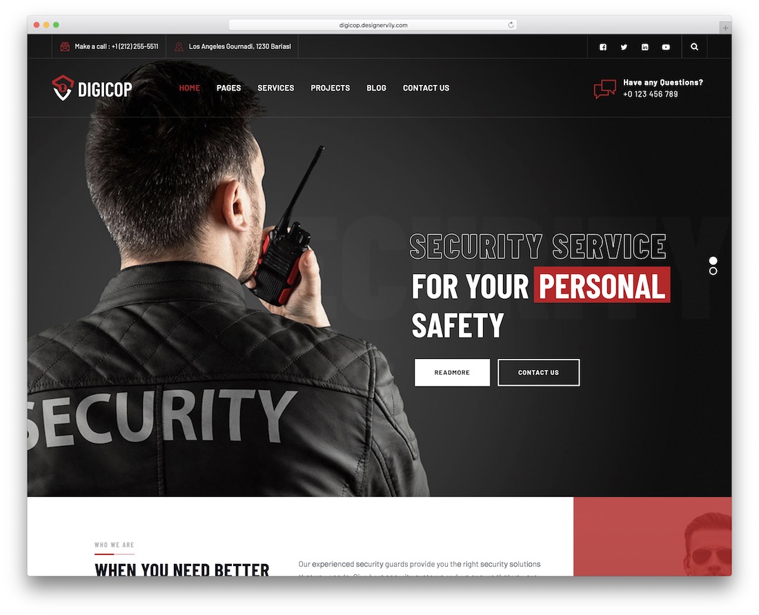 thème wordpress du service de sécurité digicop