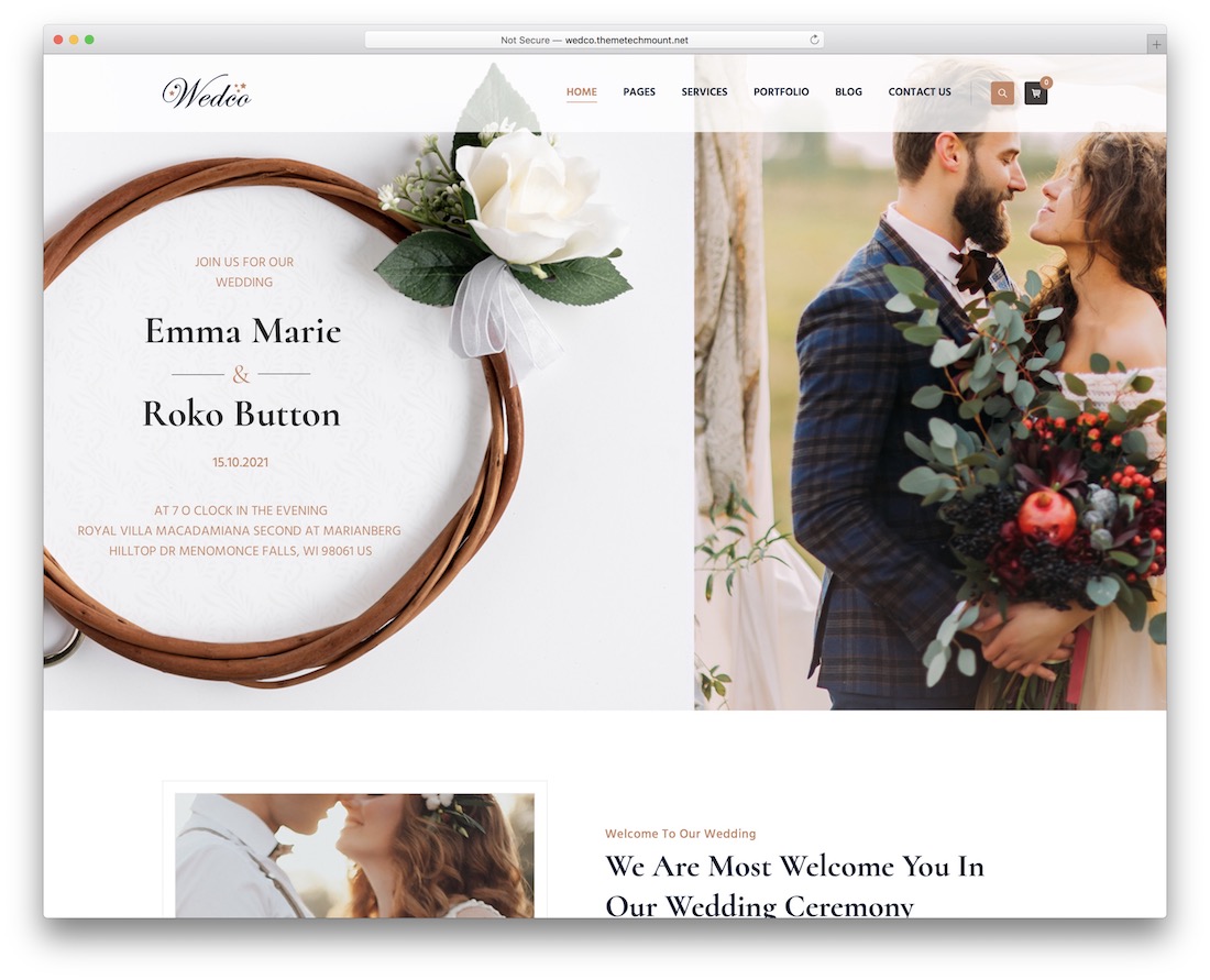 thème de mariage wordpress wedco