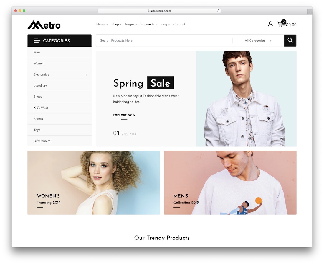 Metro e-ticaret wordpress teması.