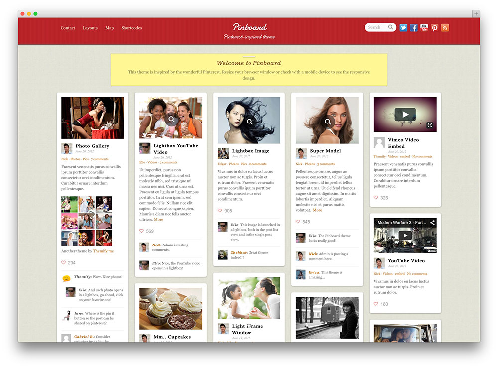 tema de blog de cuadrícula limpia de tablón de anuncios