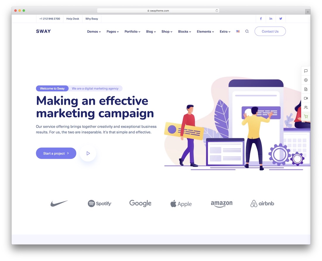 ondeggiare il tema wordpress di marketing
