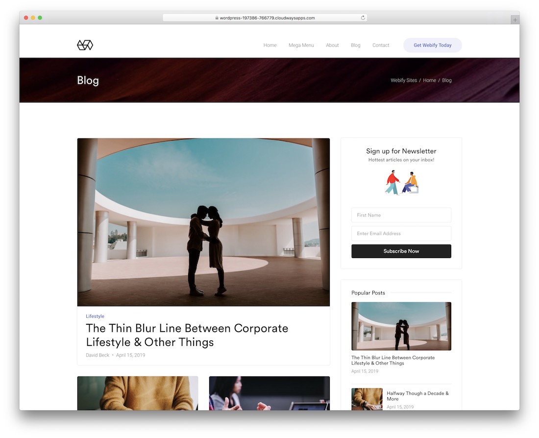 webify 附属 wordpress 主题