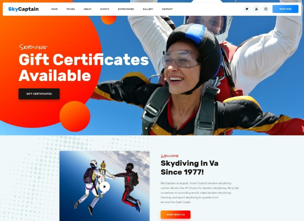 Gökyüzü Kaptanı | Paraşütle atlama ve Uçan Sporlar WordPress Teması