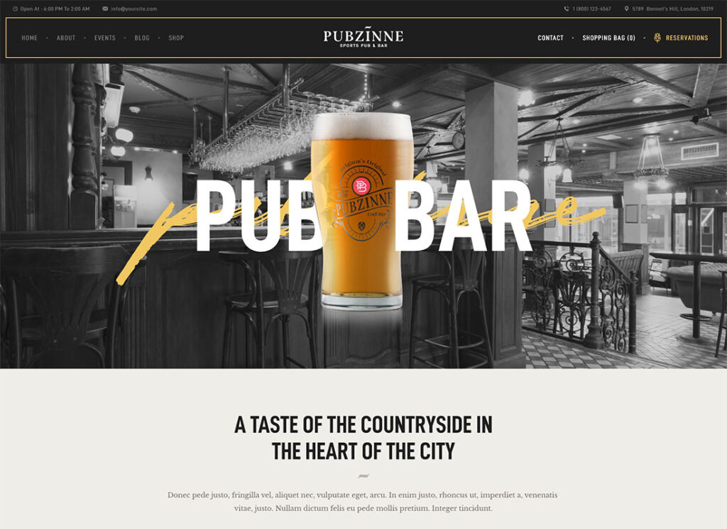 pub | Spor Barı WordPress Teması