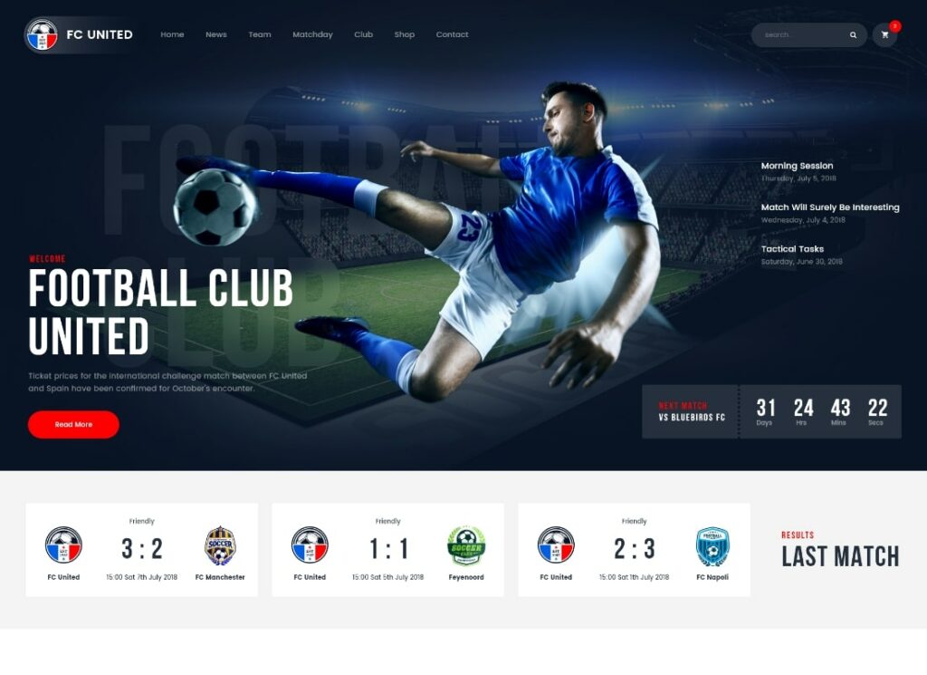 FC Birleşik | Futbol, Futbol ve Spor WordPress Teması + RTL