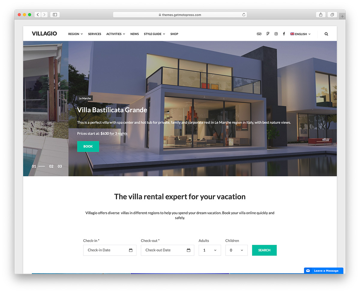 Villagio - 別墅出租 WordPress 主題