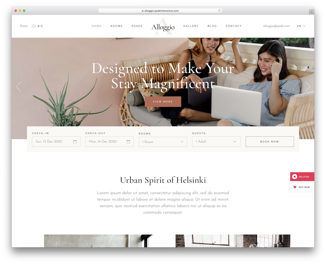 alloggio 酒店預訂 wordpress 主題