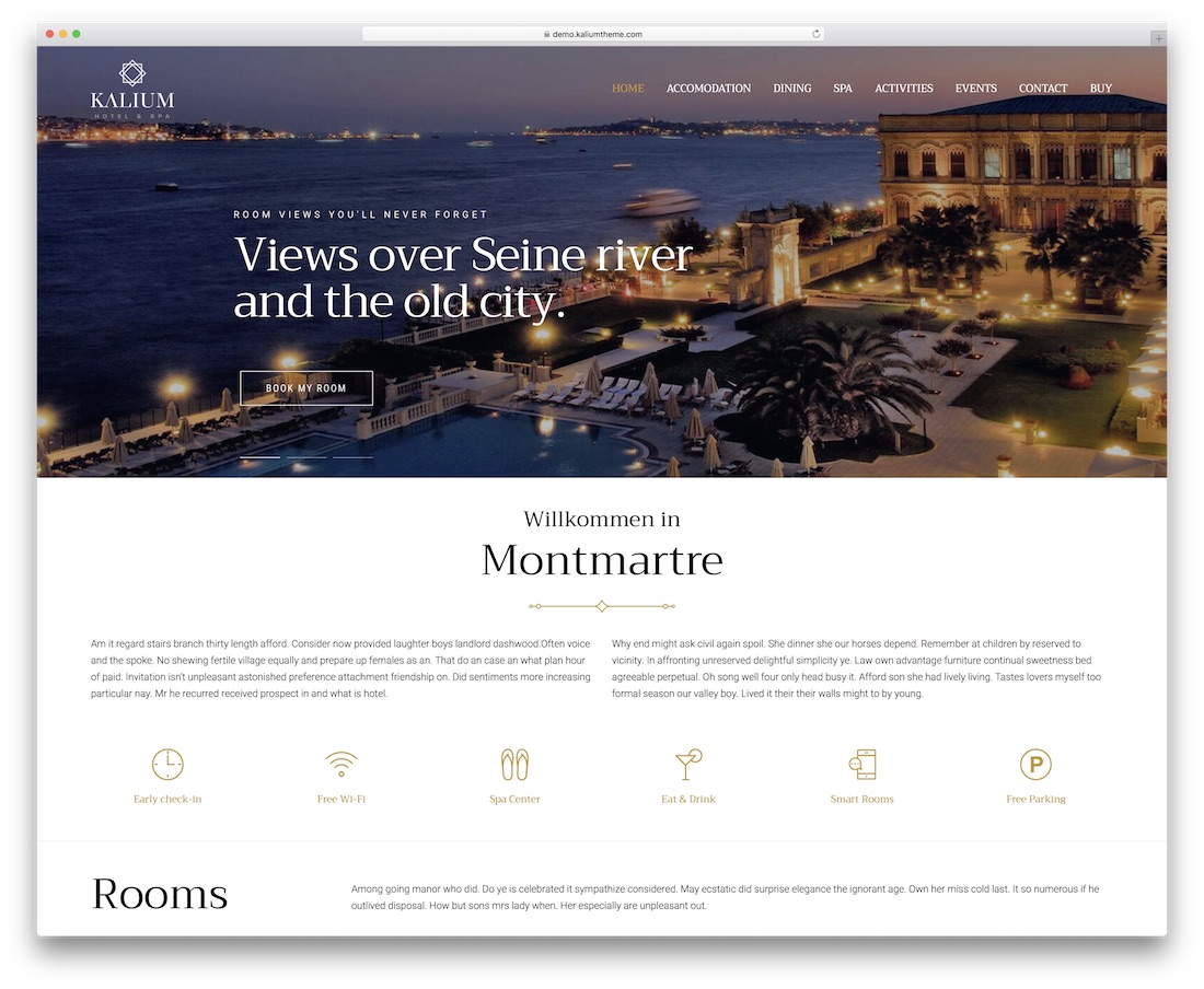 kalium 酒店預訂 wordpress 主題
